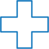 minimalist line art icon of a medical cross used as the universal symbol of healthcare and medicine