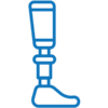 minimalist line art icon of a prosthetic leg